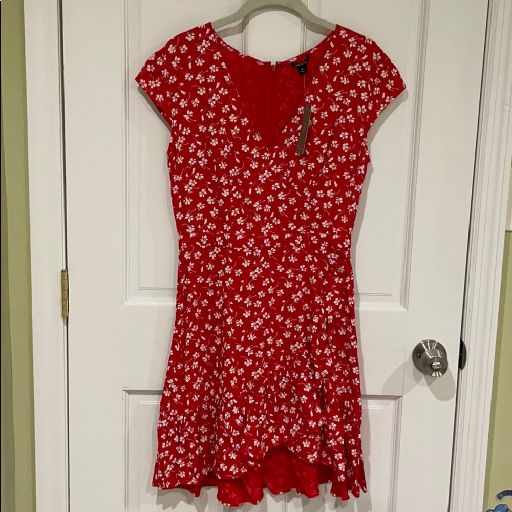 J. Crew Red Floral Wrap Dress
